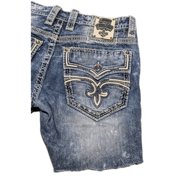Rock Revival Ecton Slim Boot Denim Shorts Size 34 Distressed Cut-Off Jean Shorts - Picture 8 of 16